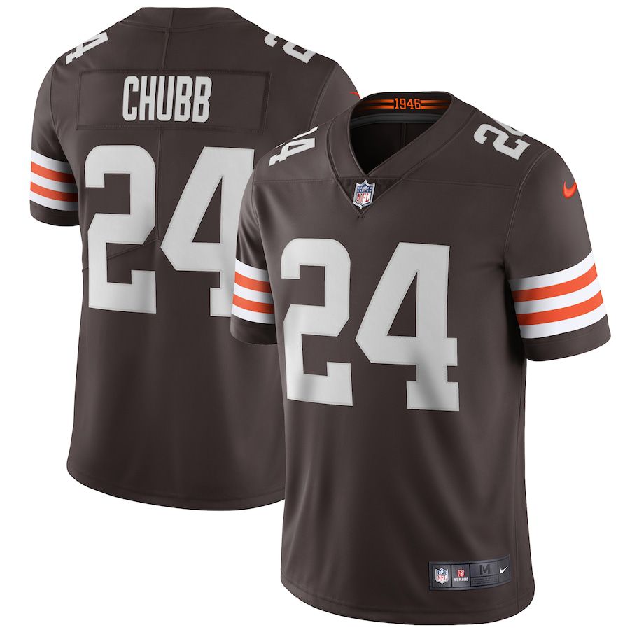 Men Cleveland Browns 24 Nick Chubb Nike Brown Vapor Limited NFL Jersey